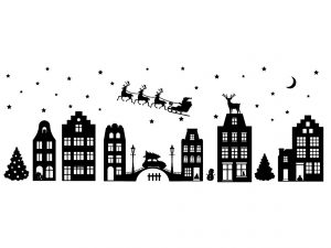 Herbruikbare raamsticker raamsticker sinterklaas grachtenhuisjes grachtenpandjes huisjes statische raamsticker sinterklaas sint kerst kerstmis